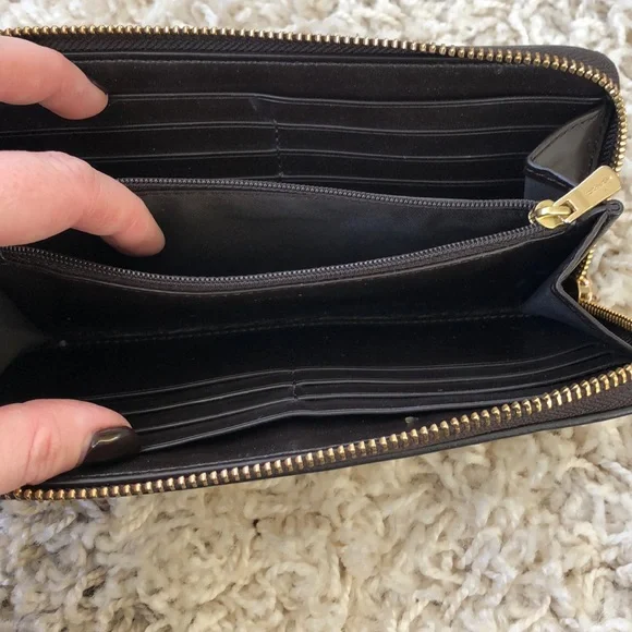 Coach Brown Black Signature Zip Wallet - Picture 7 of 7